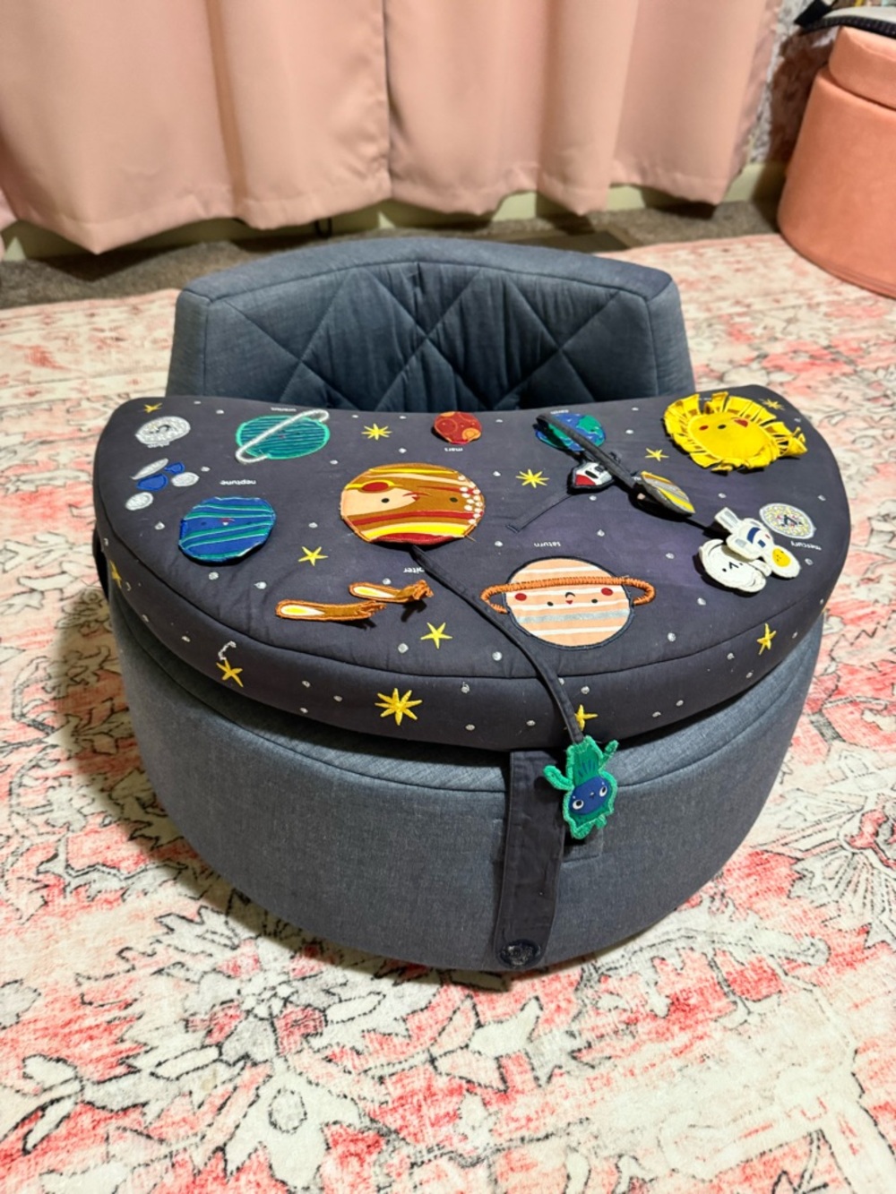 Crate&Barrel Navy Space-Theme Plush Kids Activity Seat
